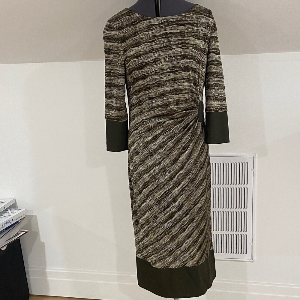 Connected Apparel Olive metallic midi Dress